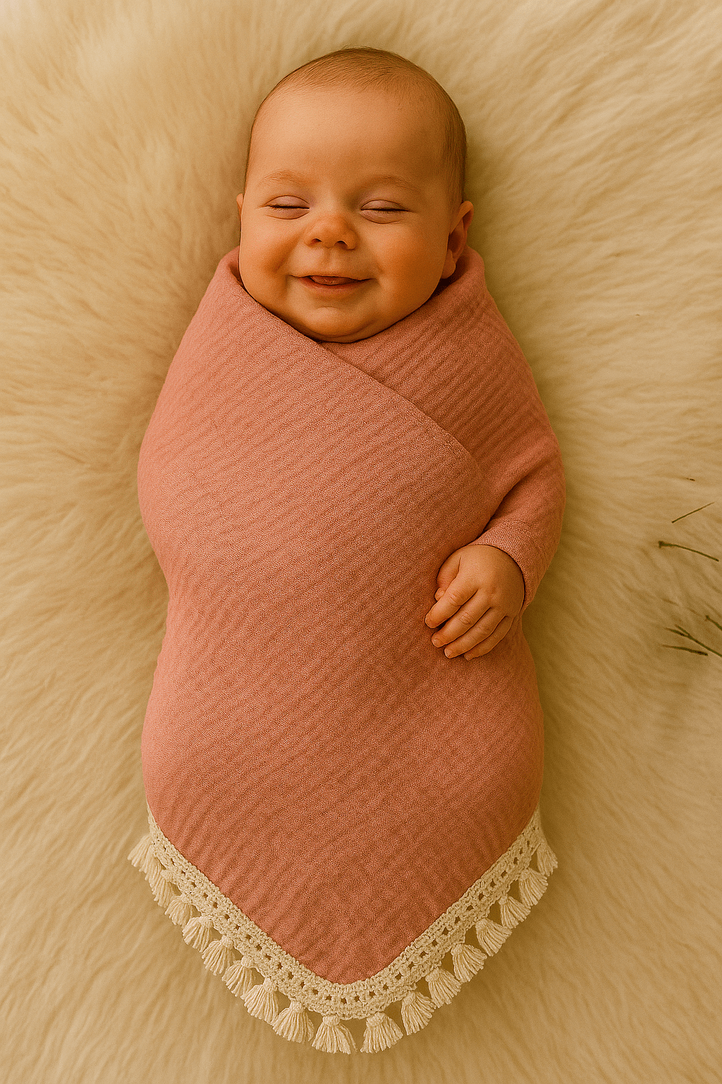 Bébé emmailloter dans une couverture bébé rose