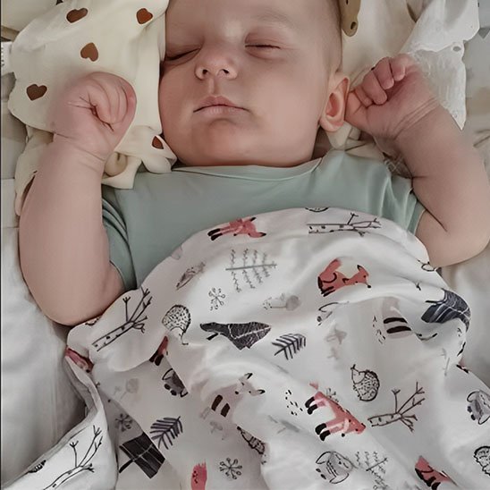 bébé endormi avec sa couverture bébé