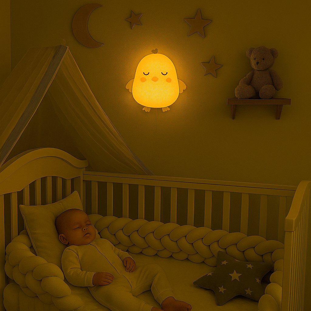 Bébé dors dans un berceau avec un tour de lit bebe tressé blanc