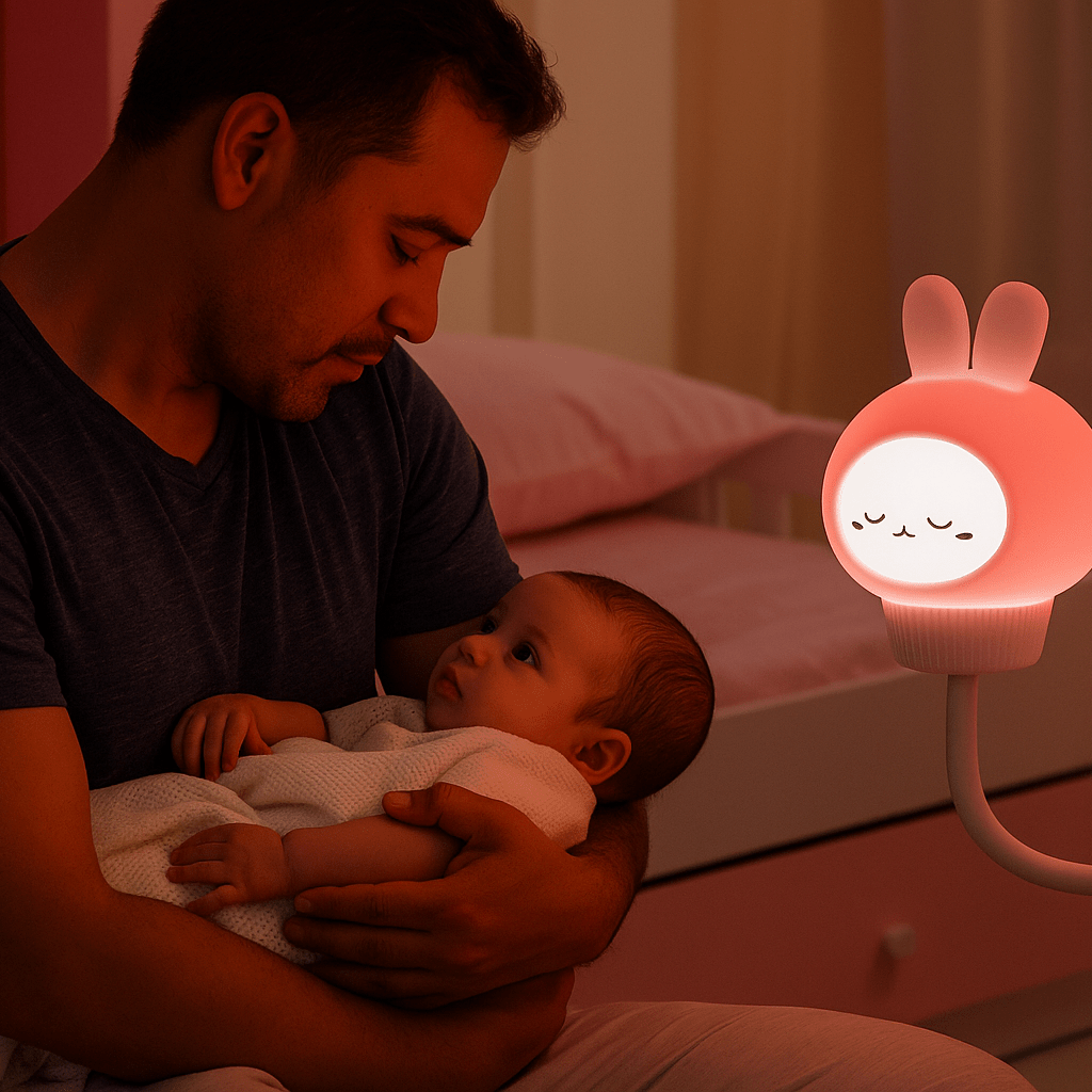 Veilleuse bébé - SweetDream - lapin magique et papa qui endors bébé
