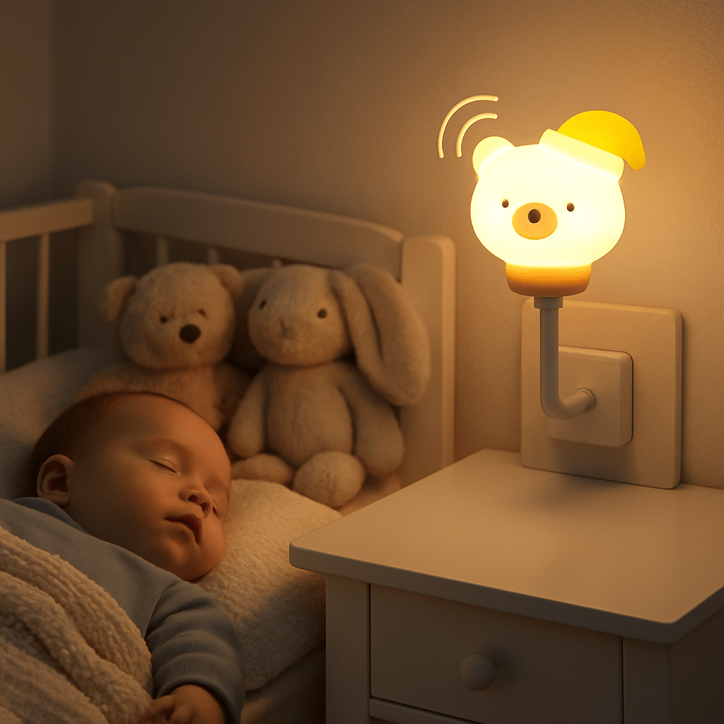 Bébé endormi seule avec la veilleuse bébé allumé