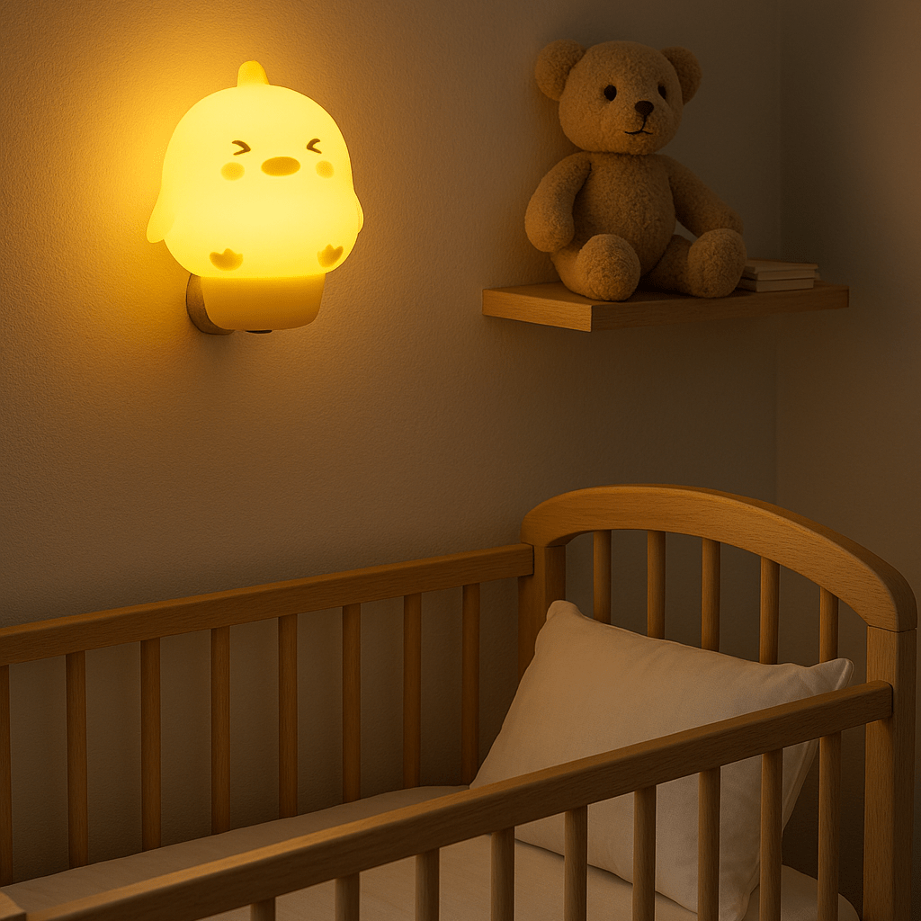 Veilleuse Bébé - SweetDream - en forme de caneton près du berceau