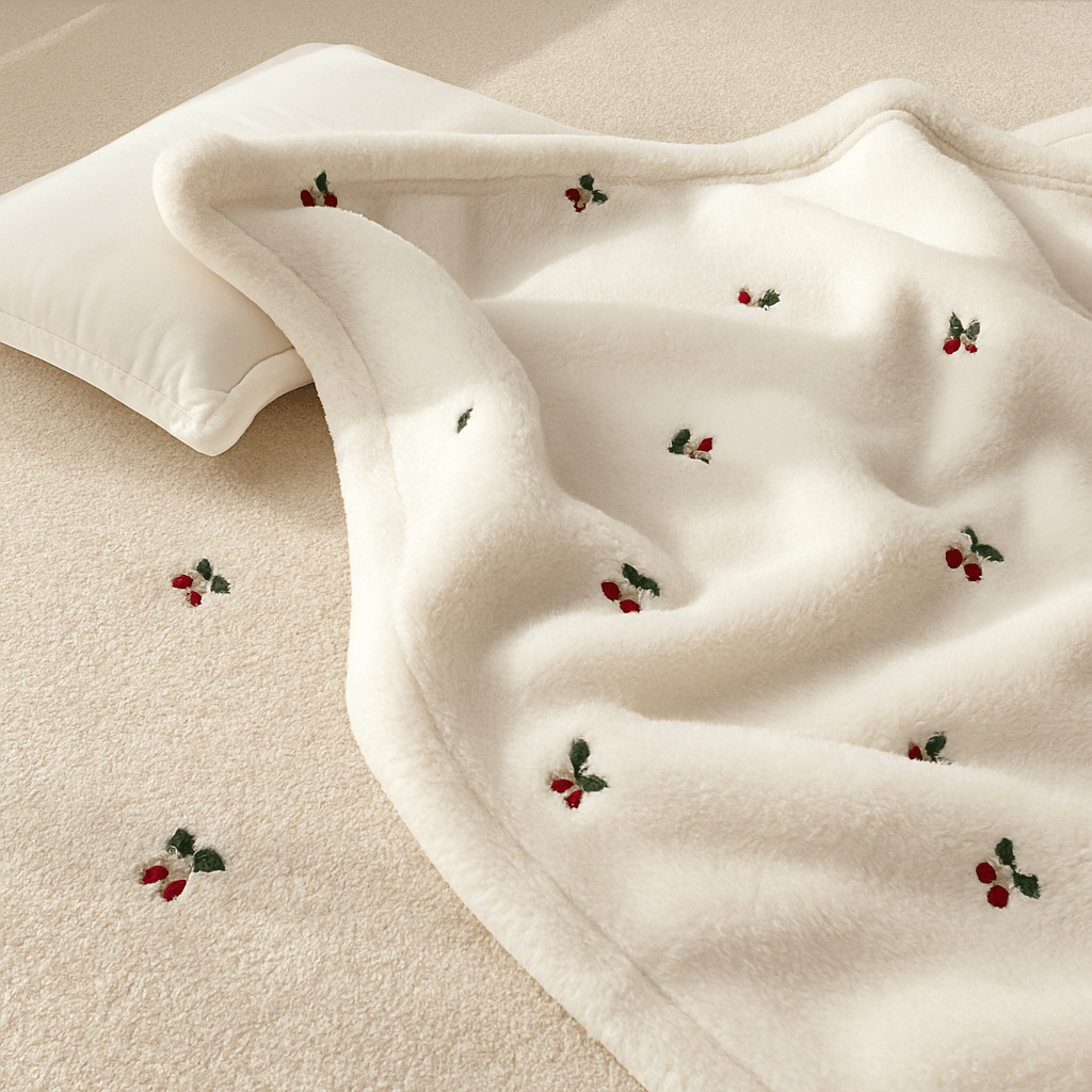 couverture bébé avec des motifs de cerise