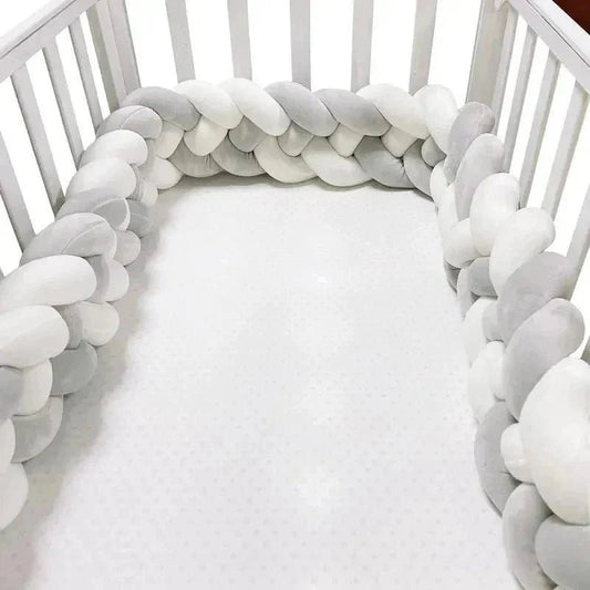 TOUR DE LIT BEBE - CozyKnot™ - Blanc Gris - Rêves des tout - petits