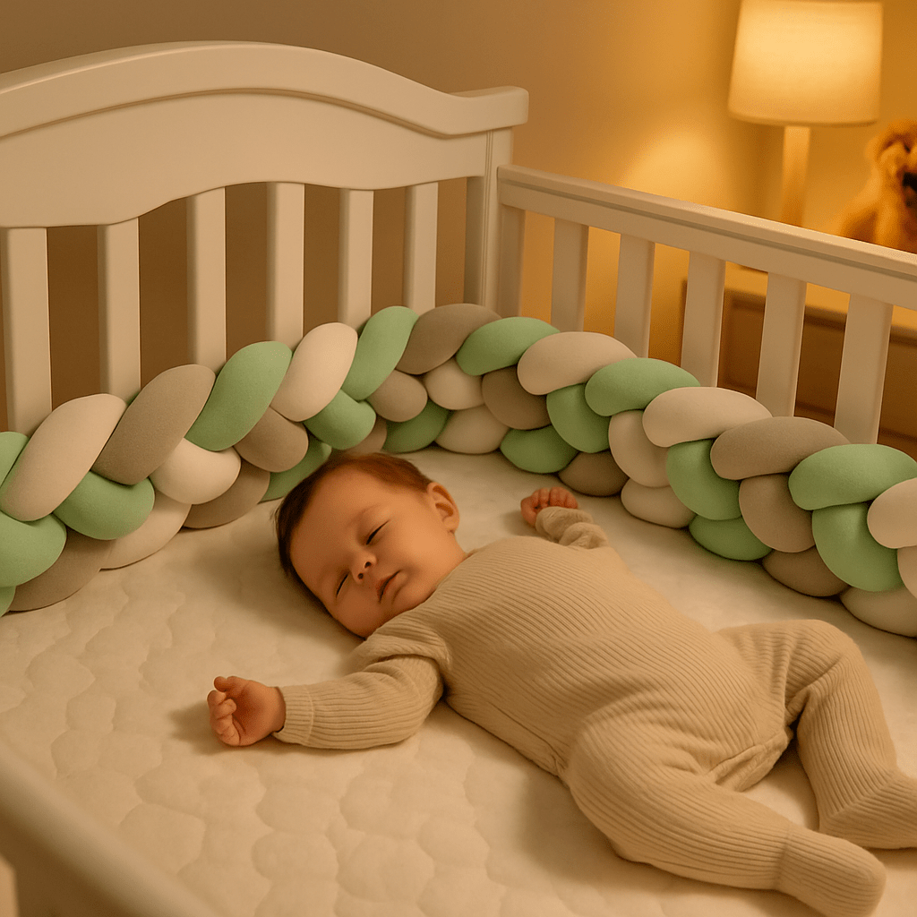 bébé dors dans son berceau entourer tour de lit bebe