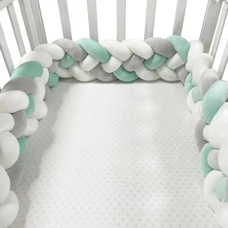 TOUR DE LIT BEBE - CozyKnot™ - Vert Blanc - Rêves des tout - petits