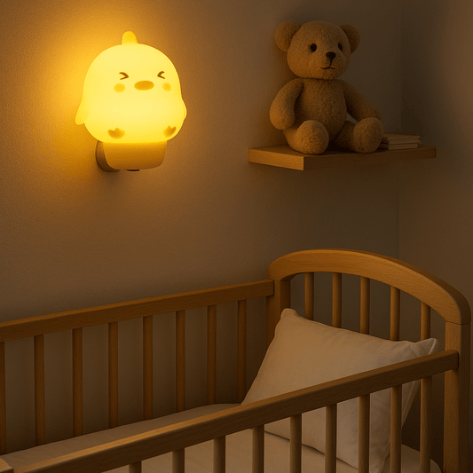 Veilleuse Bébé - SweetDream - en forme de caneton près du berceau