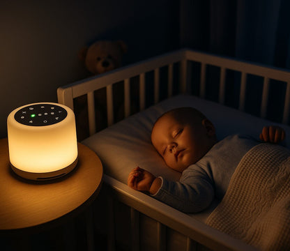 Bébé dors en écoutant le son de la veilleuse bruit blanc