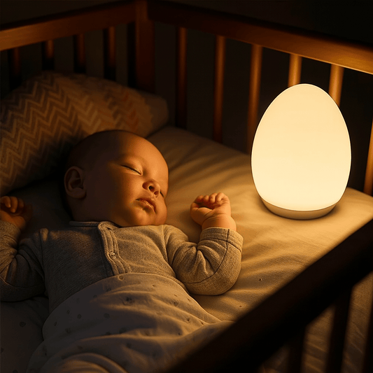 Un bébé dors paisiblement avec sa veilleuse